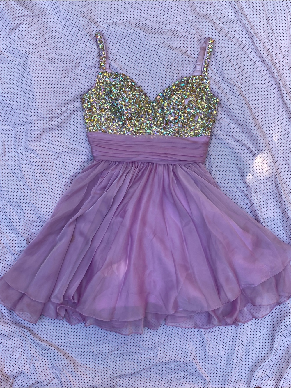 Lilac Gemstoned Chiffon Dress